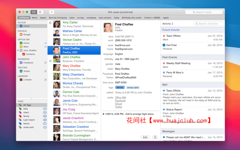 busycontacts size of notes